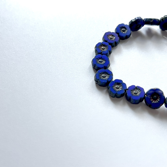 【4個】チェコガラスビーズ＊フラワー＊ブルー 4枚目の画像