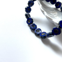 【4個】チェコガラスビーズ＊フラワー＊ブルー 1枚目の画像