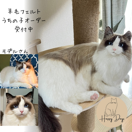 羊毛フェルト　うちの子オーダー　猫　オーダーページ　ぬいぐるみ　置物　限定１名 オーダーメイド】羊毛フェルト うちの子オーダー 猫 羊毛