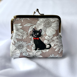 黒猫 刺繍がま口 がま口 NaRu 通販 19443091｜Creema(クリーマ)