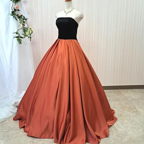 シンプルバイカラードレス 演奏会ドレス 発表会 ロングドレス