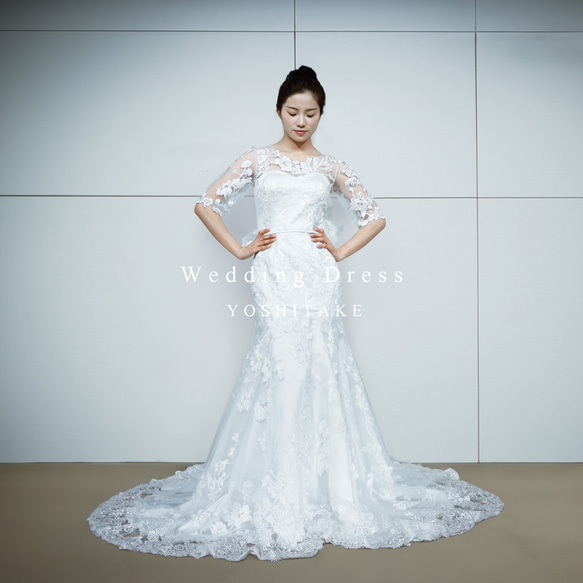 オーダー制作】ウエディングドレス.白.刺繍レース.マーメイド