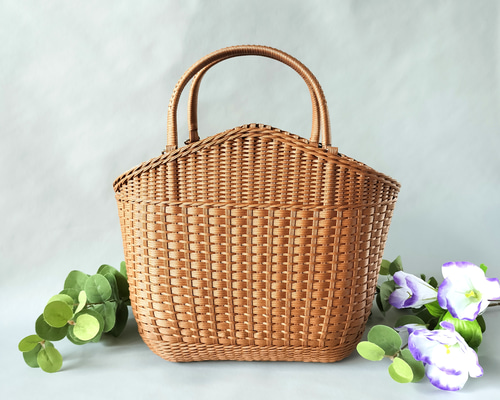 くるみ色の山型かごバッグ2way（コンパクトサイズ） かごバッグ 華かご