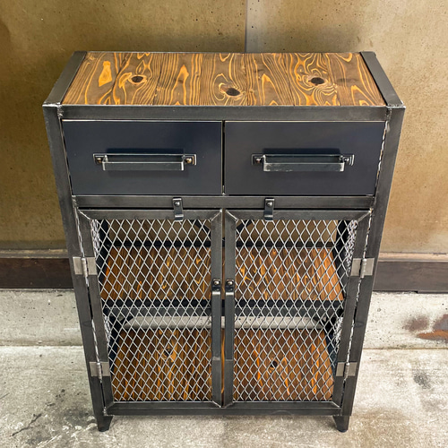 アイアンキャビネットC［上段引き出し仕様］アイアン家具 アイアン