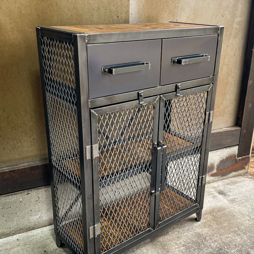 アイアンキャビネットC［上段引き出し仕様］アイアン家具 アイアン