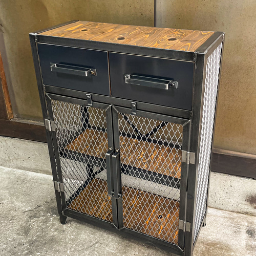 アイアンキャビネットC［上段引き出し仕様］アイアン家具 アイアン