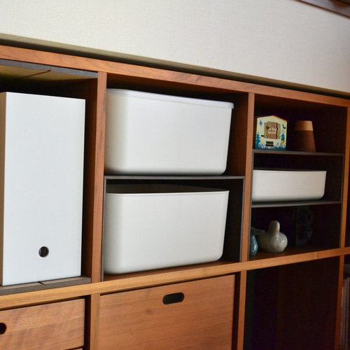 無印　スタッキングシェルフ　コの字棚2個付き　ウォールナット 無印スタッキングシェルフ対応｜コの字仕切り棚（2段仕様