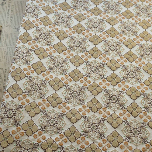 上品 刺繍生地 ベージュ花柄 ジャガード織り生地 ☆生地幅約145cm×長さ