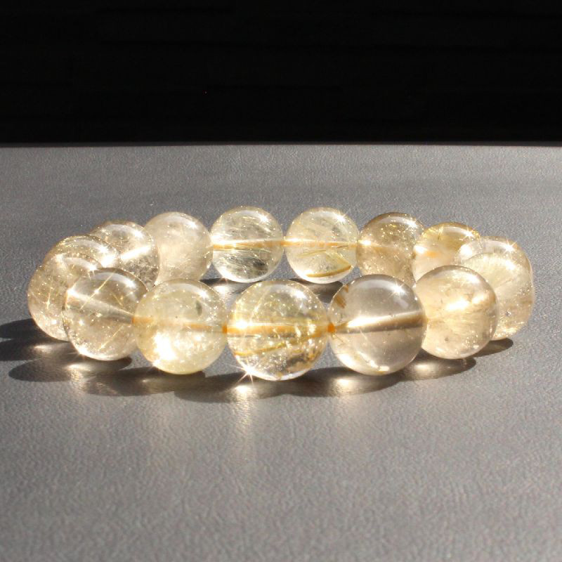 「金銭運アップ！金針ゴールドが凄い！」 13ミリ一点物 【GHB5】 ゴールドルチルブレスレット  桐箱セット付 京海堂