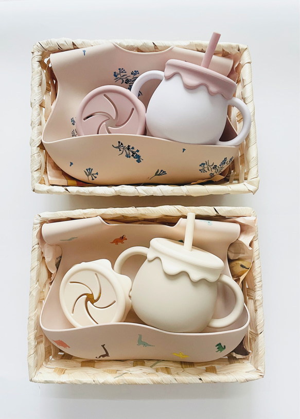 【ギフトセットver. 52】2点セット　シリコンスタイ　3way cup 名前入り　出産祝い 3枚目の画像