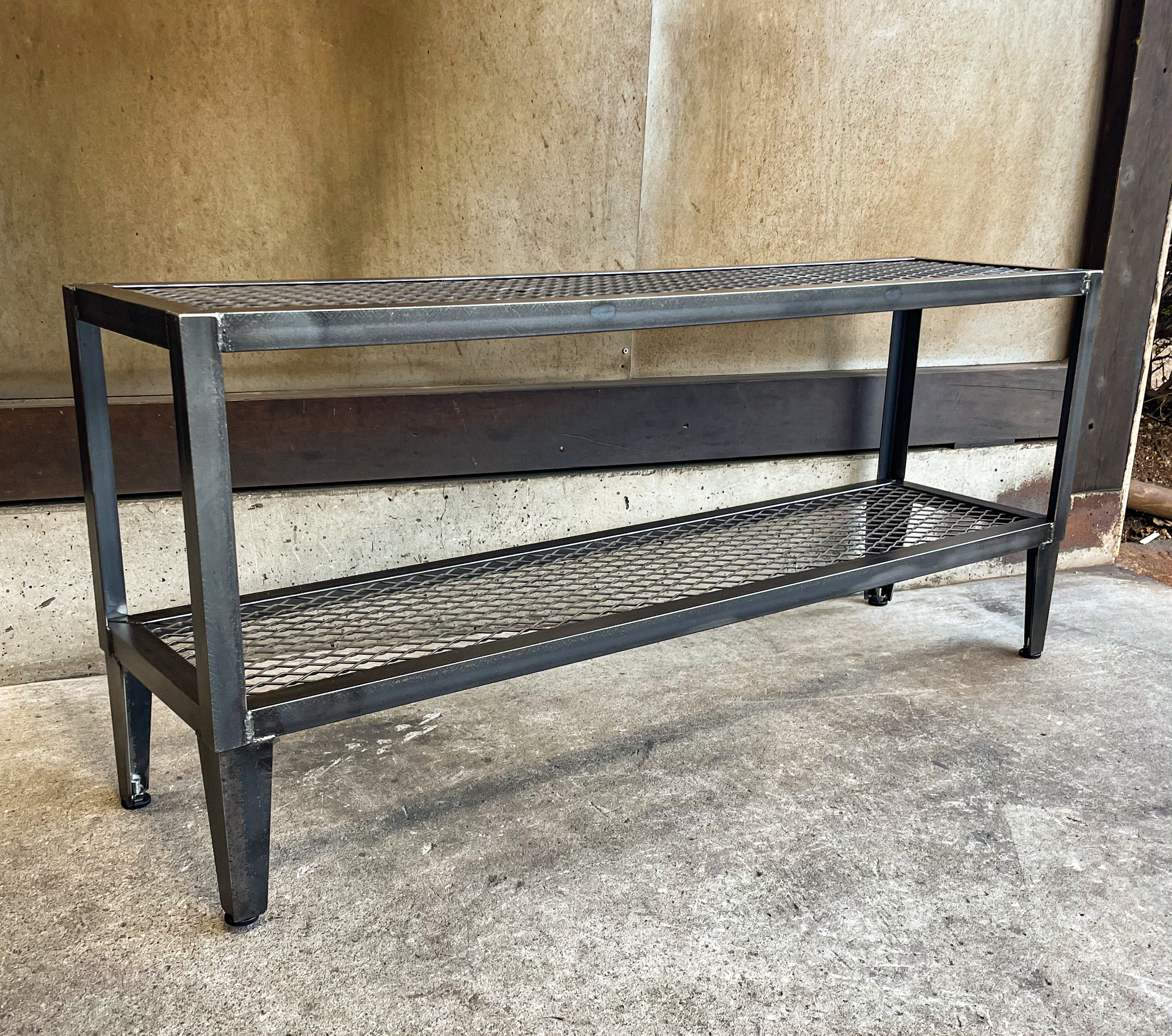 脚長アイアンテレビ台B ［棚裏補強］アイアン家具　インダストリアル　アイアンラック　テレビ台　オーディオ台　植物棚