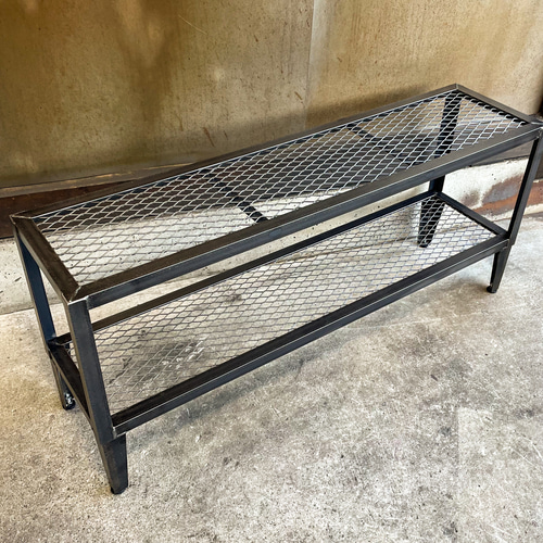 脚長アイアンテレビ台B ［棚裏補強］アイアン家具 インダストリアル