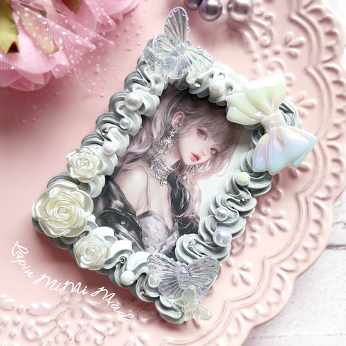 白 グレー ツートン ホイップデコ 硬質トレカケース B8 チェキ クリア