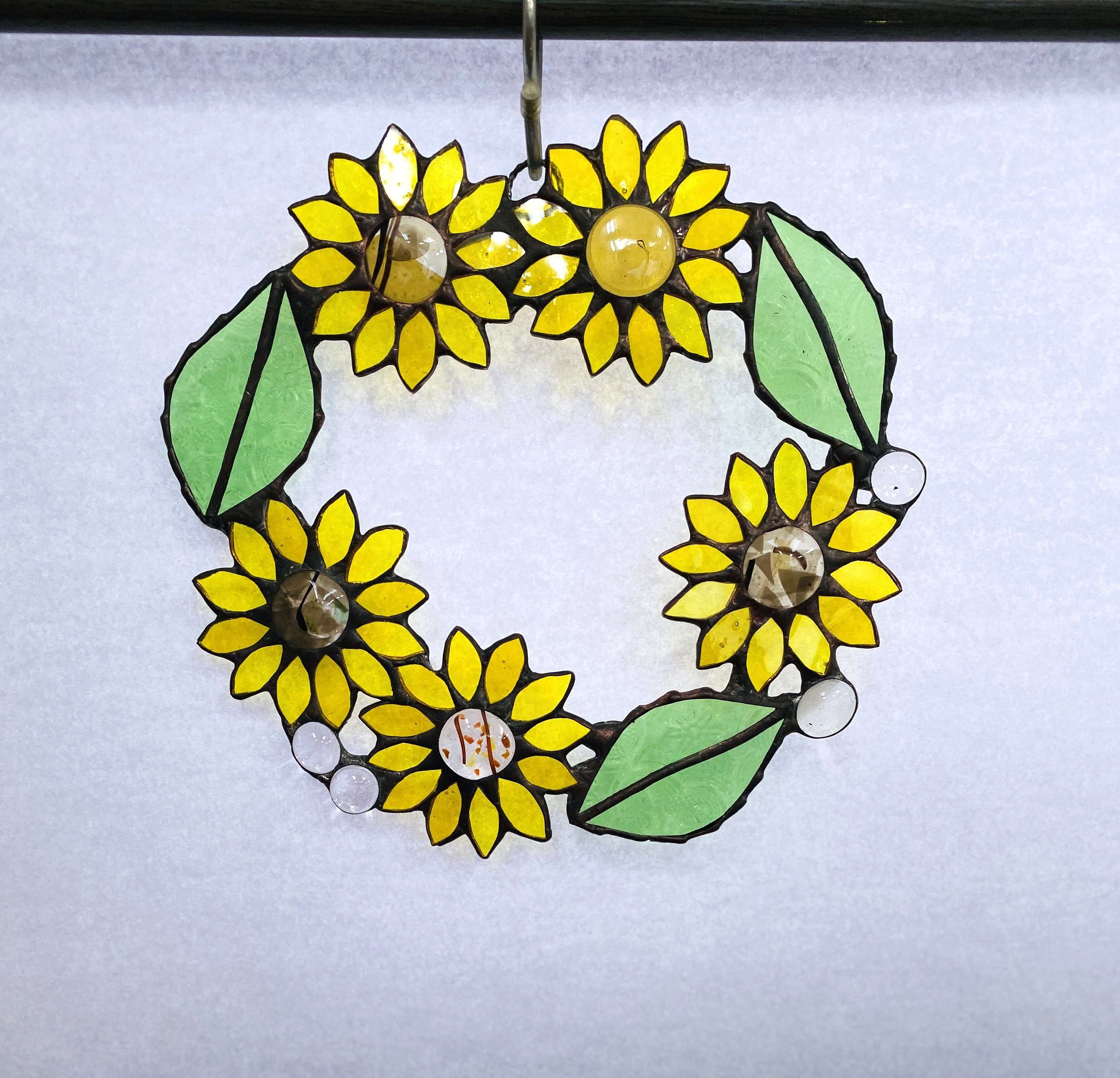 ひまわりのリース　ステンドグラス