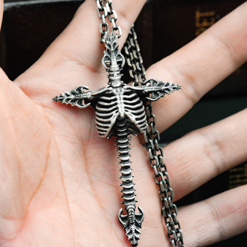 SV 925スカル&クロスネックレス シルバー925 スカル クロス ネックレス