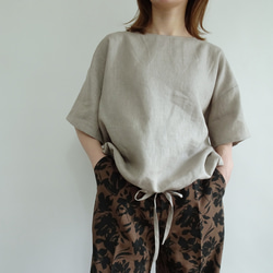 ゆったり大人シルエット/リネンドロストプルオーバー＜サンドベージュ＞ 1枚目の画像