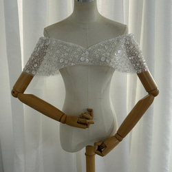 送料無料！ボレロ パフスリーブ 半袖 ファスナー ハイネック シアーな