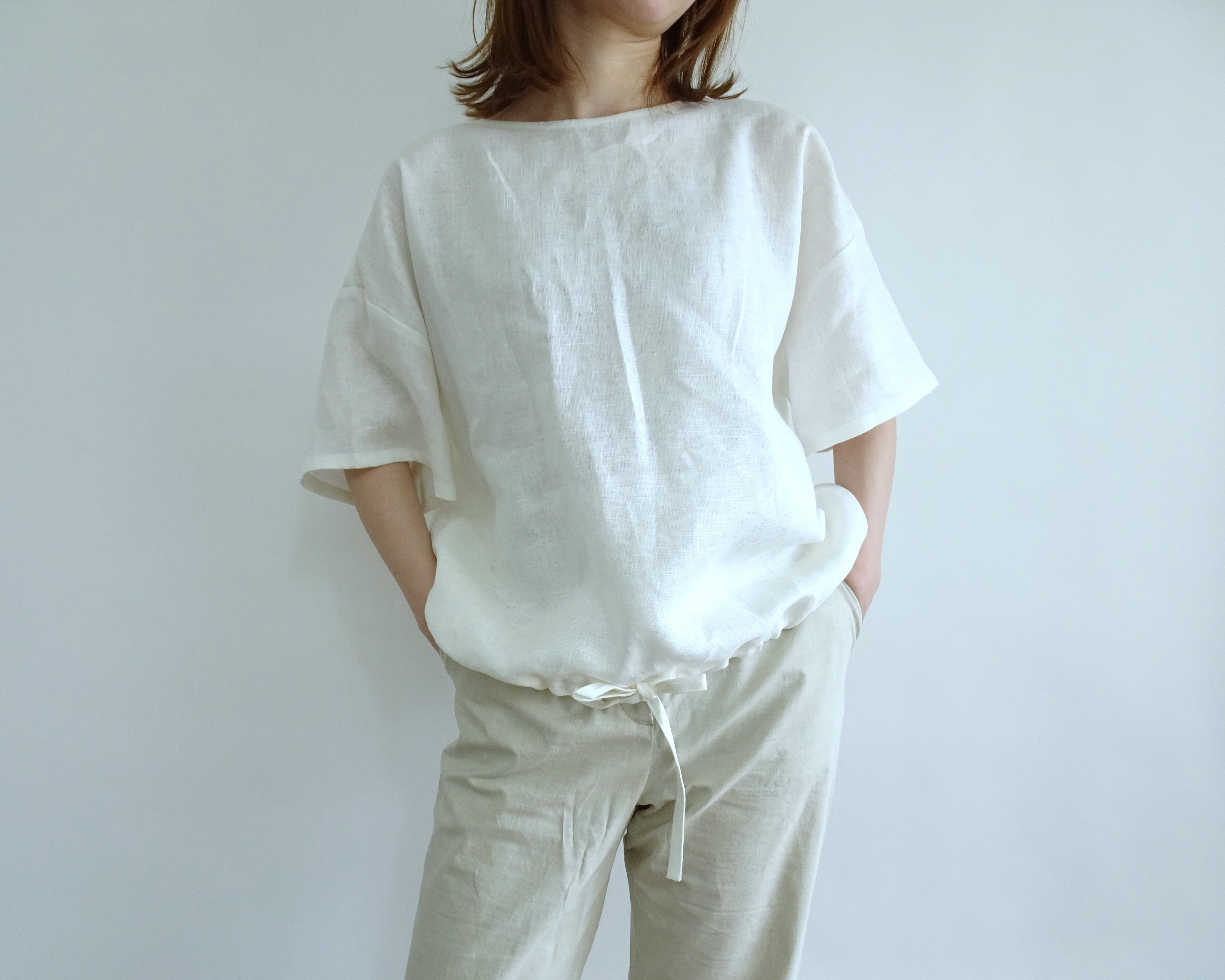 ゆったり大人シルエット/リネンドロストプルオーバー＜オフホワイト＞