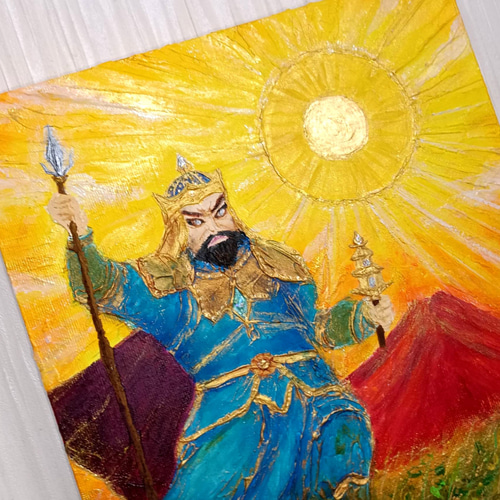 風水開運神仏絵画＊勝利と豊かさの毘沙門天「陽光の守護神」／金