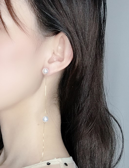 【La Corser】マルチウェア天然海水7-8.5mmアコヤ真珠ピアス18Kゴールド海水ピアス、彼女へのギフトとしてエレガント