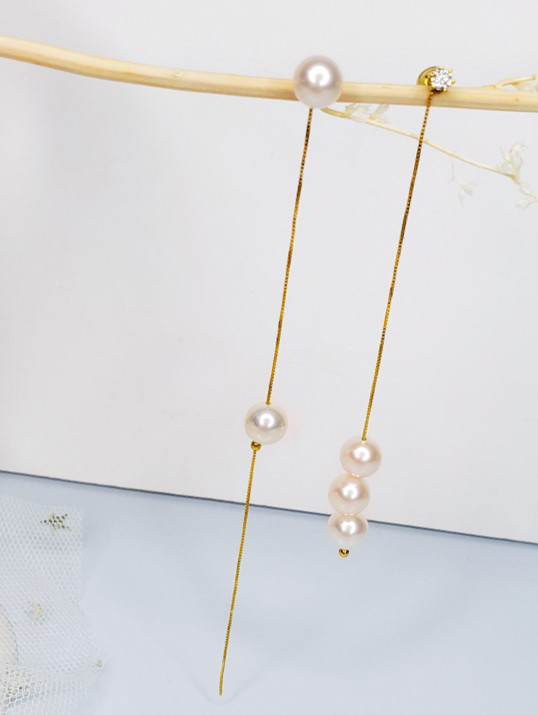 【La Corser】マルチウェア天然海水7-8.5mmアコヤ真珠ピアス18Kゴールド海水ピアス、彼女へのギフトとしてエレガント