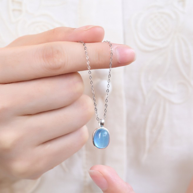 アクアマリンとS925シルバーのネックレス  3月誕生石　天然石