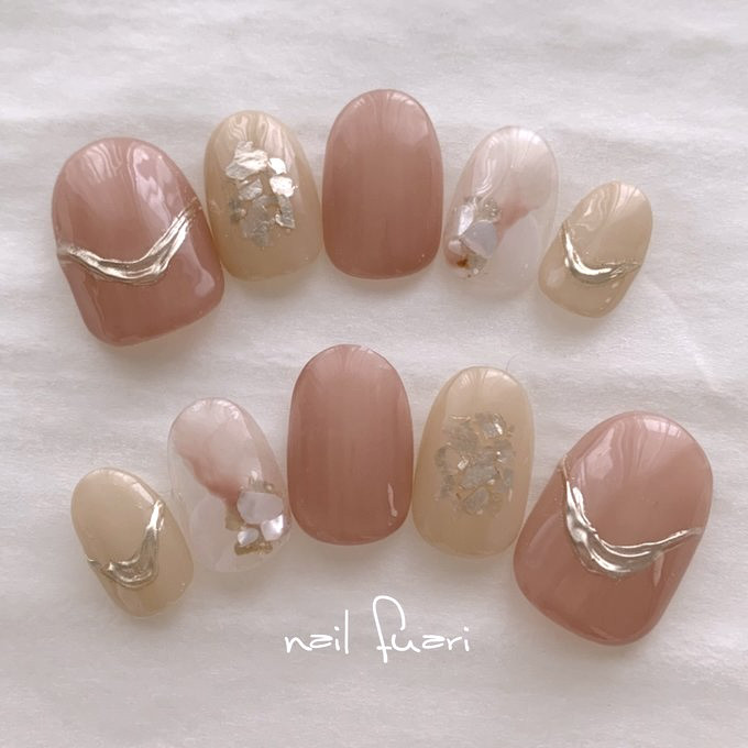 夕日の奏　　　〜ブライダル　ウェディング　前撮り　成人式　お呼ばれ　ネイルチップ〜【NO.F002】 6,510円