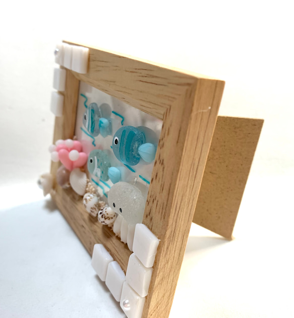 ☆シーグラスのお魚とクラゲのミニフレーム(1点限定品) 4枚目の画像