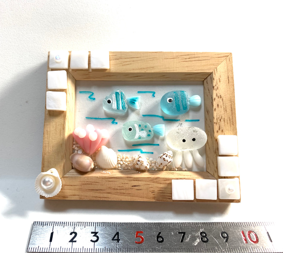 ☆シーグラスのお魚とクラゲのミニフレーム(1点限定品) 2枚目の画像