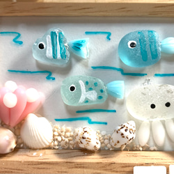 ☆シーグラスのお魚とクラゲのミニフレーム(1点限定品) 3枚目の画像