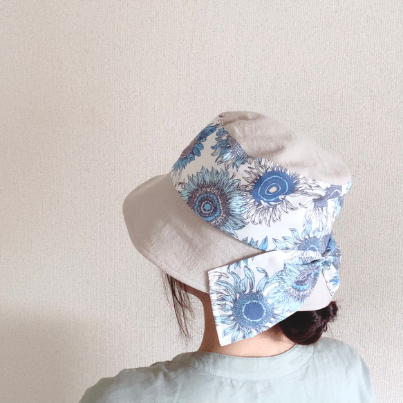 《creema限定》ヒマワリのバケットハット＊清涼UVカット＊夏の誕生花2025【受注制作】SS/S/M/L/LL 10枚目の画像