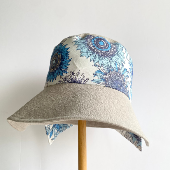 《creema限定》ヒマワリのバケットハット＊清涼UVカット＊夏の誕生花2025【受注制作】SS/S/M/L/LL 5枚目の画像