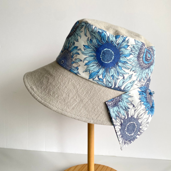 《creema限定》ヒマワリのバケットハット＊清涼UVカット＊夏の誕生花2025【受注制作】SS/S/M/L/LL 2枚目の画像