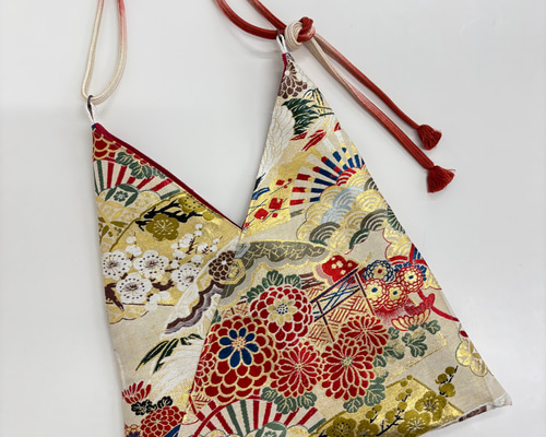 帯リメイクバッグ あずま袋、風呂敷袋、エコバッグ、ショッピング