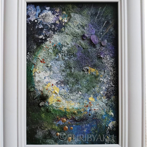 天然石アート 月待 ｜選べる天然石・ご神水使用 受注制作 絵画 神結び 