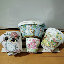 ❤︎sale❤︎ꔛꕤ ガーデン雑貨♡リメイク鉢♡可愛い3匹の