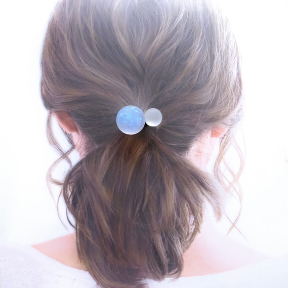 sphere -うる艶クリアの球体ヘアゴム 特集掲載 クリア 透明 夏 涼しげ 氷  ヘアアレンジ ヘアゴム 4枚目の画像