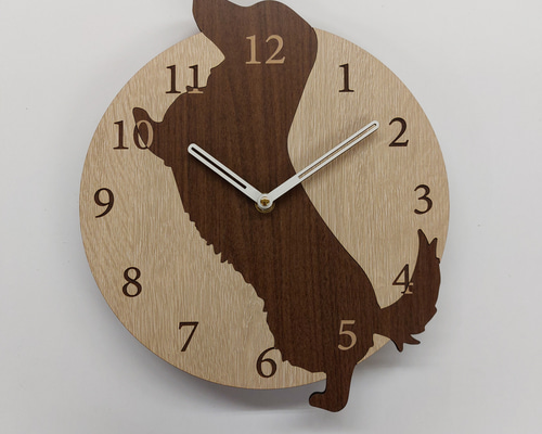 期間限定値下げ3000円引【名前入れ】はみ出し立ちワンちゃん壁掛け時計