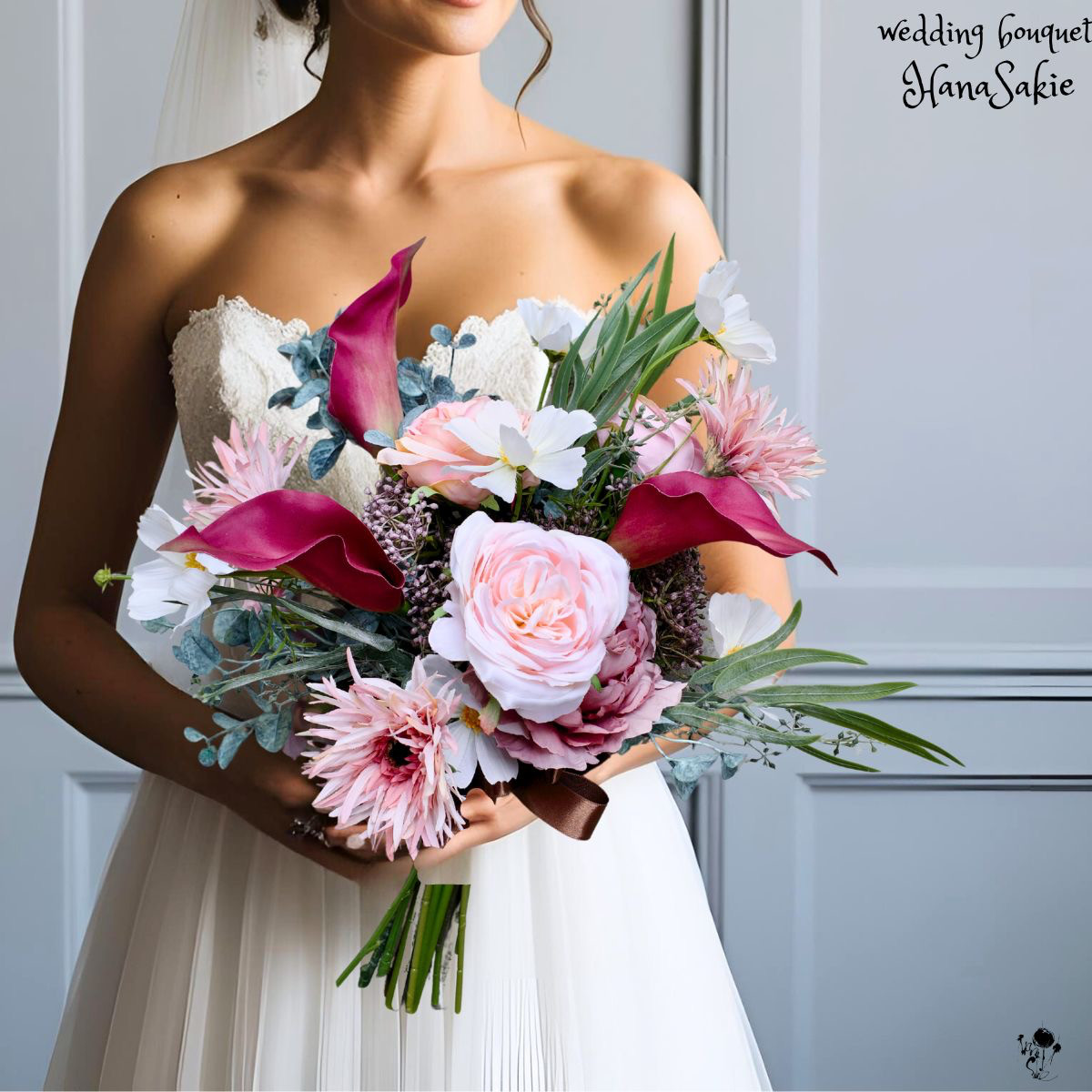 上質 ウェディングブーケ クラッチ バラ カラー ガーベラ 造花ブーケ ブーケ ブートニアセット 大きめ ピンク