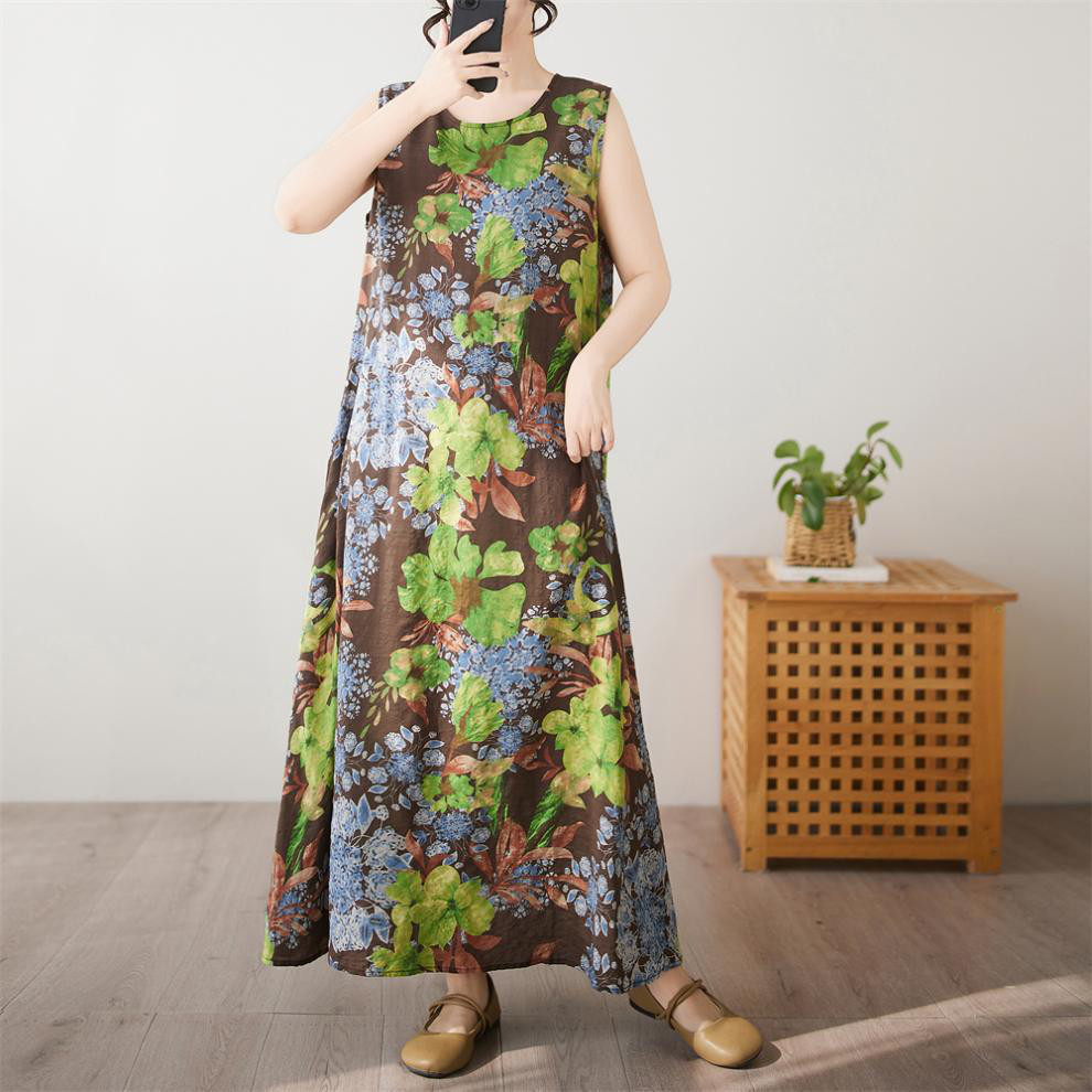 丸首無袖ロングワンピース【返品・交換可】品質最優先25-129