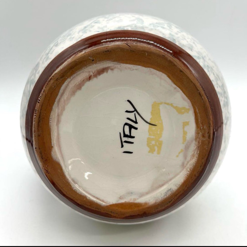 イタリア製 ITALY 花瓶 彫 花 絵 アンティーク 置物 オブジェ 一輪挿し