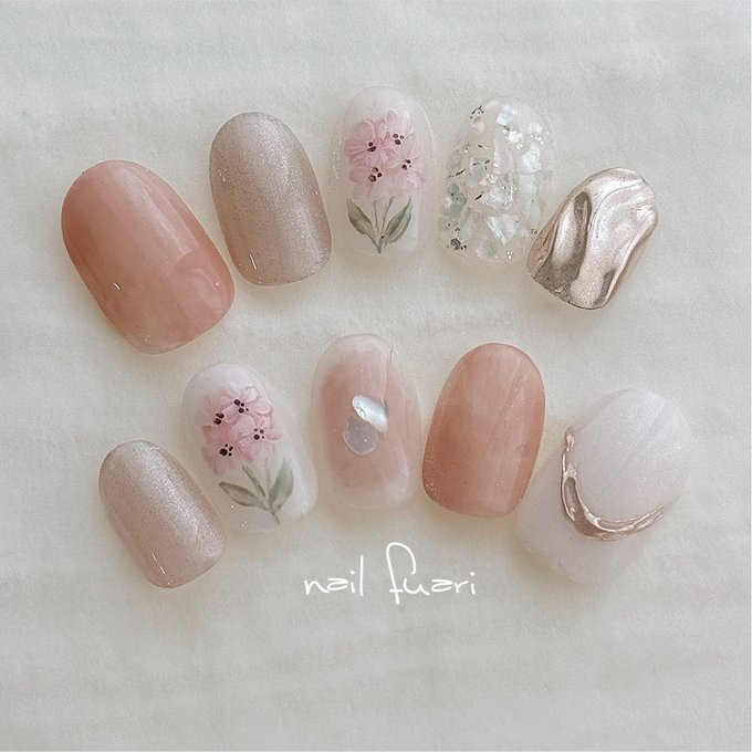 天使のブーケ　〜ブライダル　ウェディング　前撮り　成人式　お呼ばれ　ネイルチップ〜【NO.F0013】