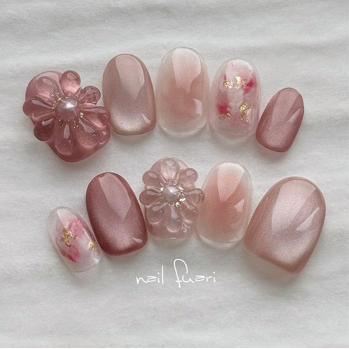 春うらら　〜ブライダル　ウェディング　前撮り　成人式　お呼ばれ　ネイルチップ〜【NO.F0022】