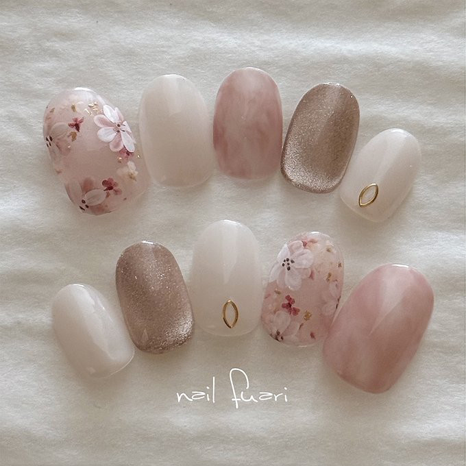 花の風　〜ブライダル　ウェディング　前撮り　成人式　お呼ばれ　ネイルチップ〜【NO.F0025】