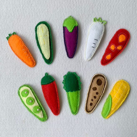 お野菜パッチンピン へアピン ヘアアクセサリー ビーズ ランダム発送