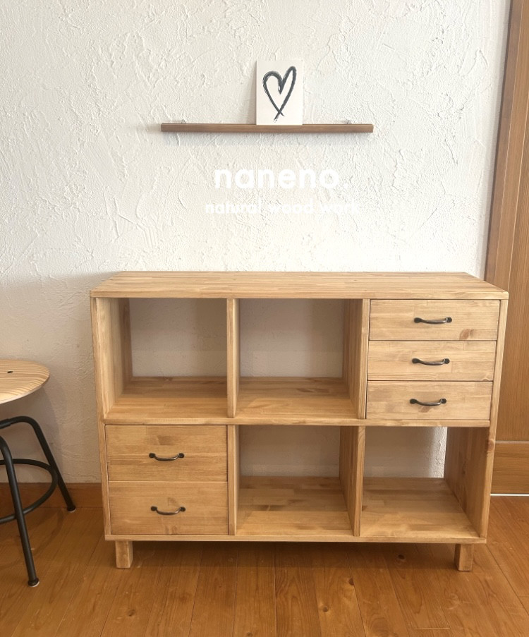引き出し付き｜6マスシェルフ｜棚｜店舗什器｜収納　"ミディアム" 材種②or③