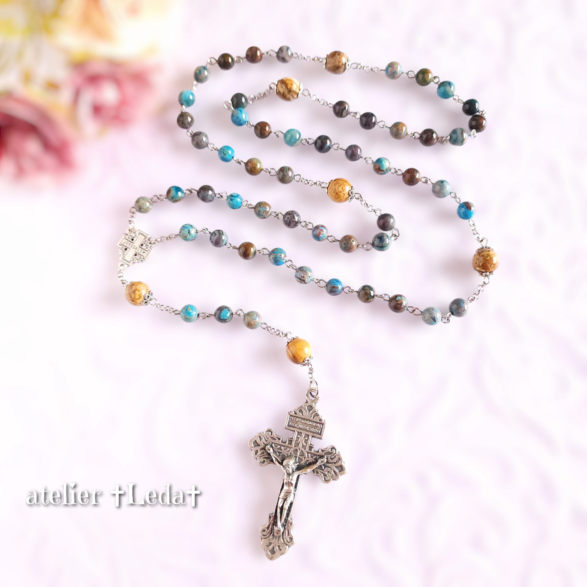 ☆ブルークレイジーレースアゲート ロザリオ☆~Blue Crazy LaceAgate~