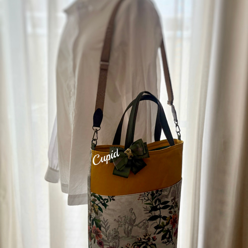 フランス輸入 華やかな植物トワルドジュイ柄の外ポケット付きA4対応