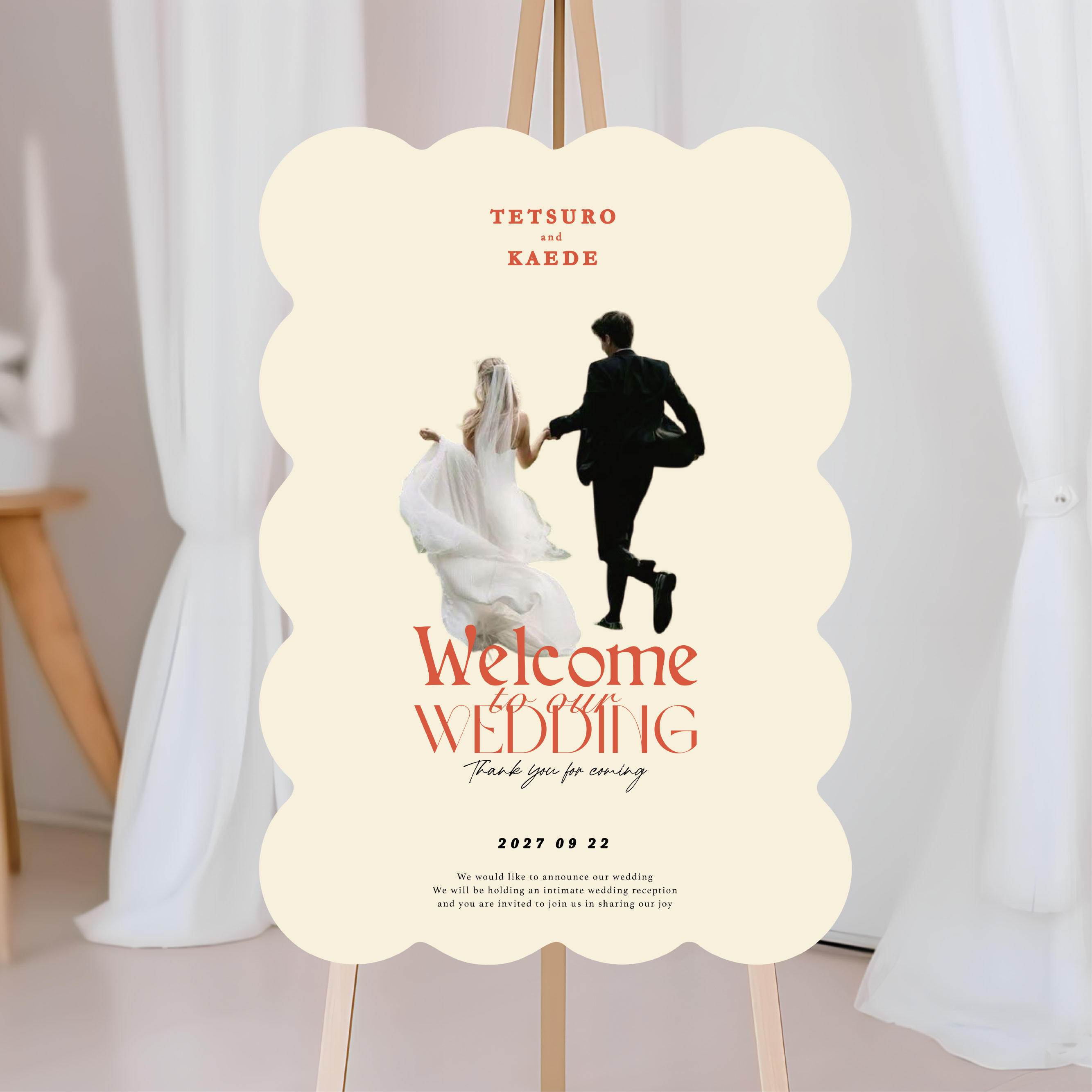 トレンドのウェーブ・アーチデザインウェルカムボード｜ナチュラル｜淡色｜写真切り抜き｜名入れ｜結婚式 ウェルカムスペース 4,200円