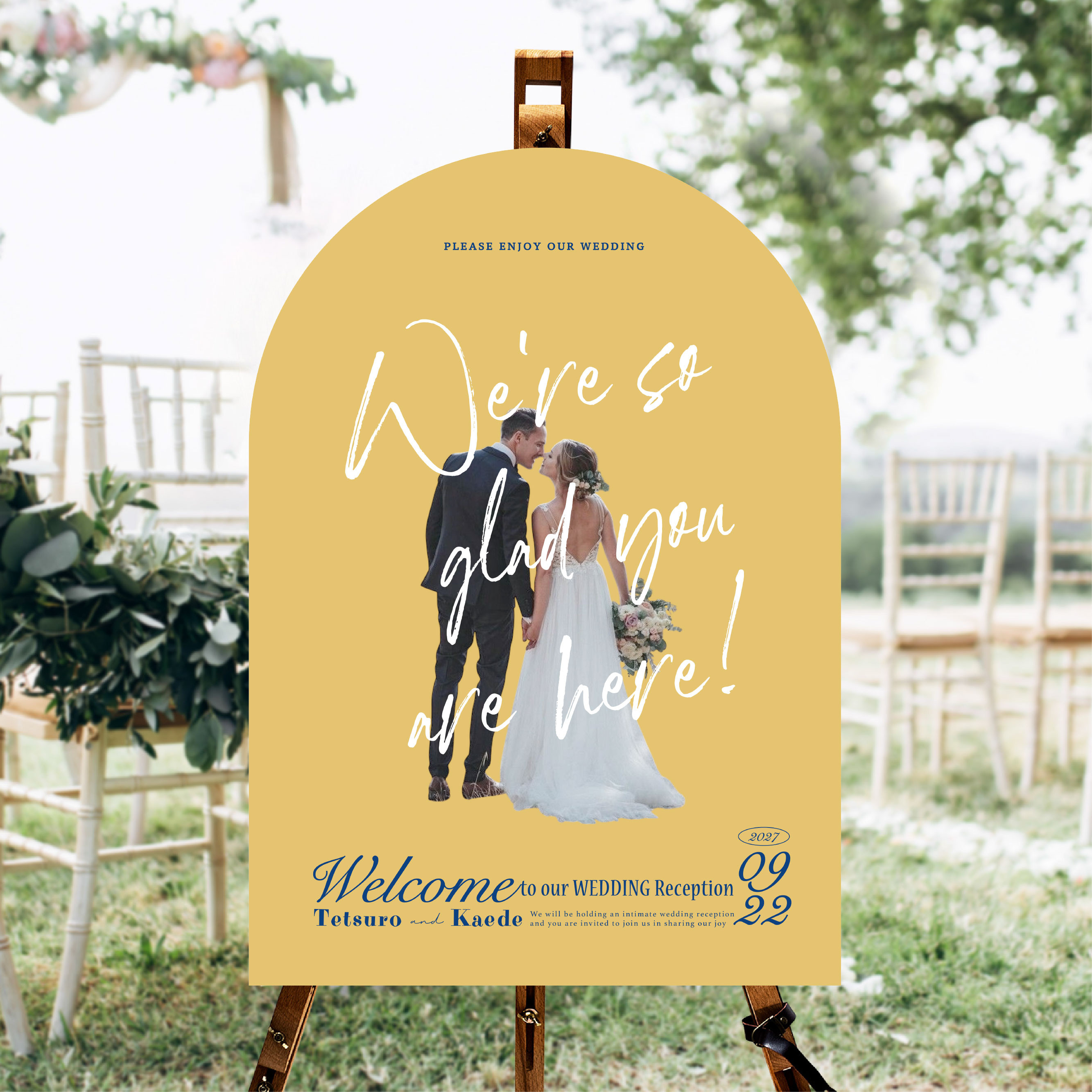 二人の切り抜き写真で作るトレンドカラーのウェディングパネル｜A1/A2/A3｜名入れ｜結婚式 ウェルカムスペース